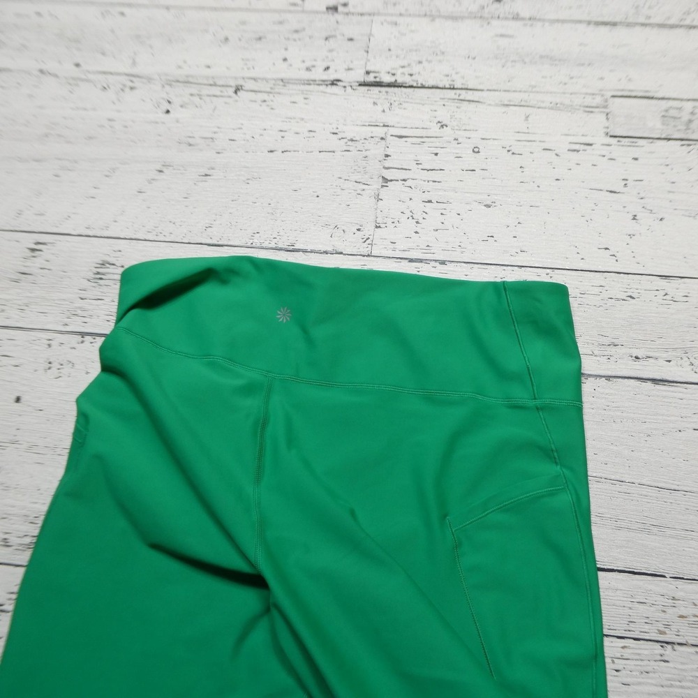 Athleta Leggings Womens 1X Green Interval Stash 7/8 Tight Ankle Pockets Gym - Picture 5 of 10